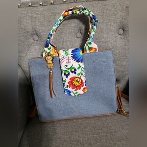 Handmade Floral Denim Tote Bag